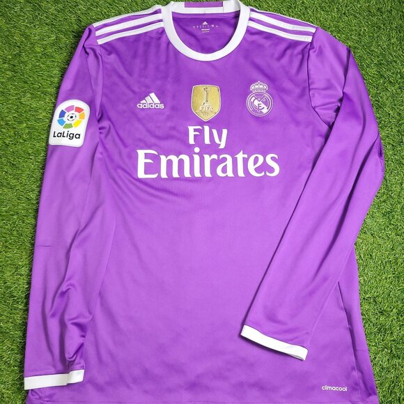 Cristiano Ronaldo Real Madrid 2016 2017 Purple Away Long Sleeve Soccer Jersey L - Picture 2 of 9